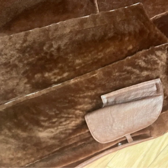 Vintage Brown Fur Trim Trench Coat - Picture 7 of 8